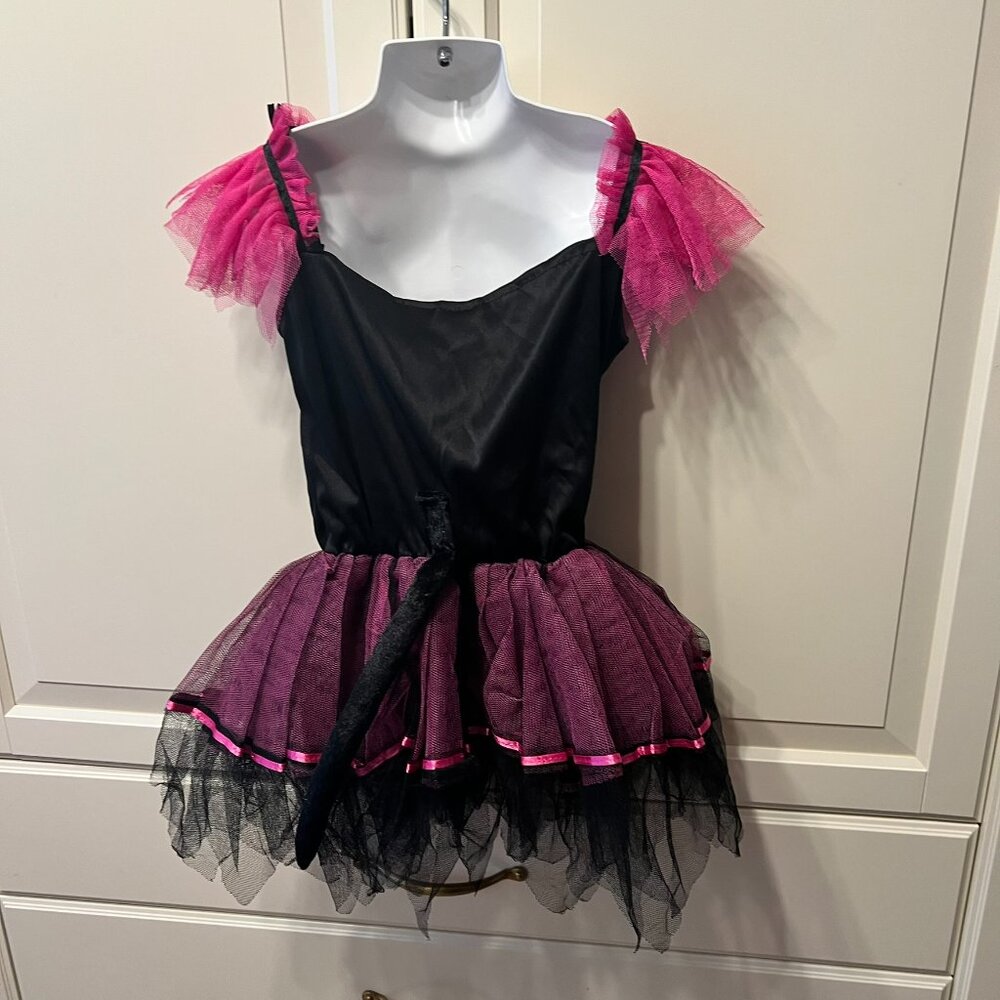 Pink & Black Kitty Cat Costume w/Detachable Tail & Kitty Ears (Size‎ Med 8-10) - Picture 3 of 11
